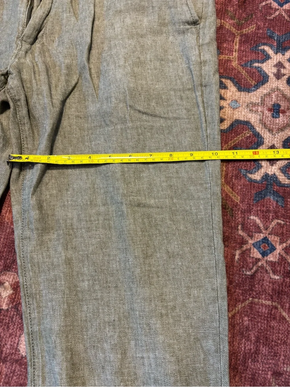 Banana Republic Linen Pants Mens 34x27 Athletic Olive Green  Tapered Drawstring